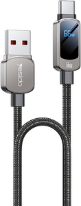 Yesido CA128C 66W USB To Type-C Cable With Power Display 1.2M -  for sale in Egypt from Games2Egypt