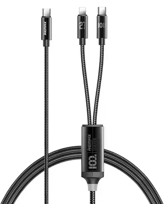 Remax RC-093T 100W Type-C To Type-C & Lighting Cable - Black