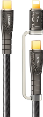 Remax RC-C165 60W Fast Charging Cable USB-C & Lighting 1.2M - Black