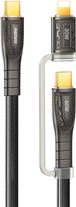Remax RC-C165 60W Fast Charging Cable USB-C & Lighting 1.2M - Black  for sale in Egypt from Games2Egypt