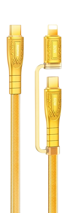 Remax RC-C165 60W Fast Charging Cable USB-C & Lighting 1.2M - Gold  for sale in Egypt from Games2Egypt