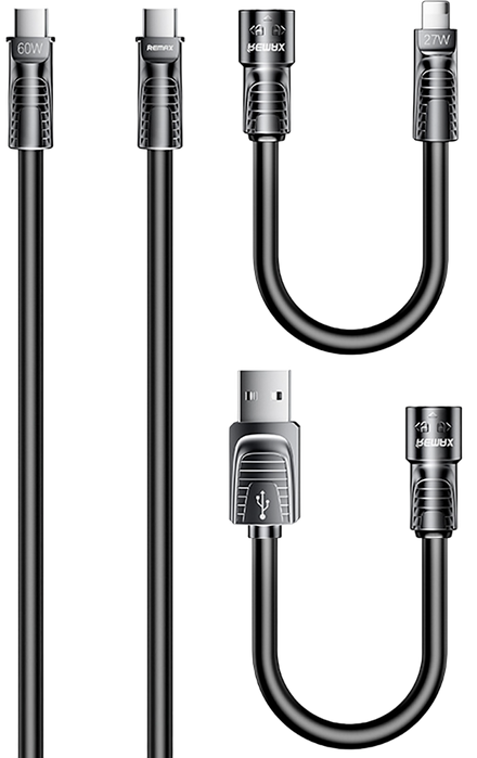 Remax RC-C168 4-in-1 60W Fast Charging Cable 1.5M - Black  for sale in Egypt from Games2Egypt