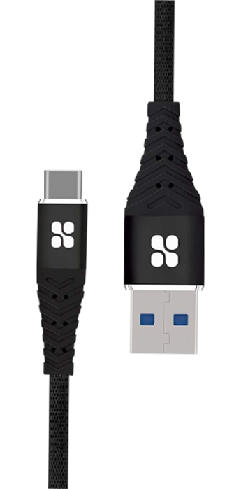 Promate Nervelink-C Tensile Power and Data USB to type C Cable - 1.2M - Black
