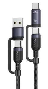 Yesido CA200 60W 4 in 1 Braided Charging Data Cable - 1.2M -  for sale in Egypt from Games2Egypt