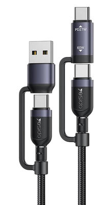 Yesido CA200 60W 4 in 1 Braided Charging Data Cable - 1.2M