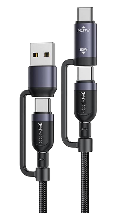 Yesido CA200 60W 4 in 1 Braided Charging Data Cable - 1.2M  for sale in Egypt from Games2Egypt