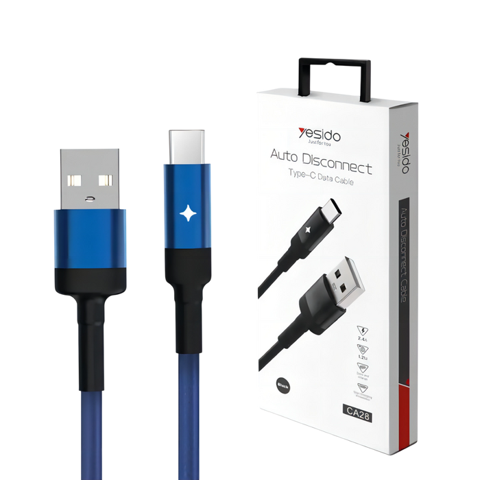 Yesido CA28 Auto Disconnect Type C Data Charging Cable - 1.2M - Blue  for sale in Egypt from Games2Egypt