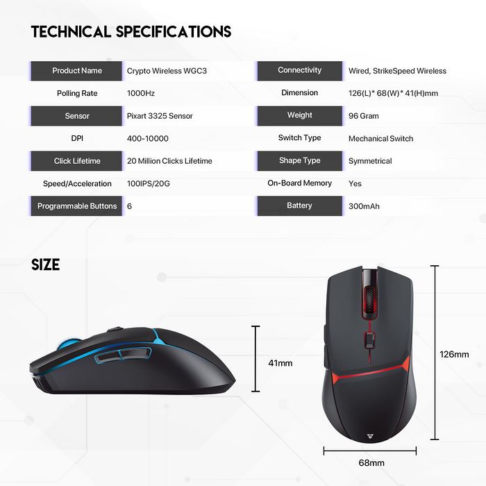 Fantech CRYPTO WGC3 Wireless Gaming Mouse - White  for sale in Egypt from Games2Egypt