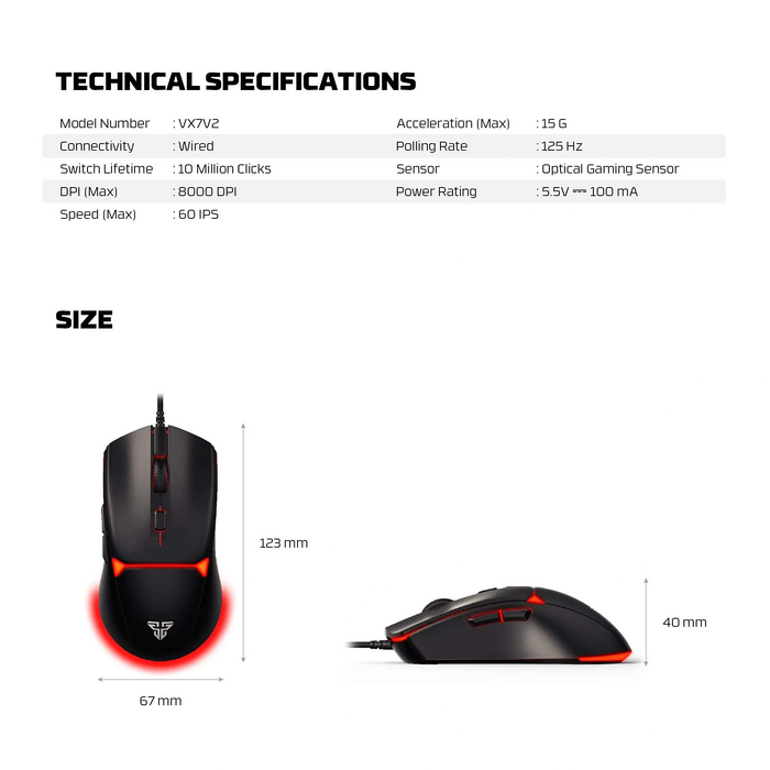 Fantech VX7v2 Wired Gaming Mouse - Black  for sale in Egypt from Games2Egypt