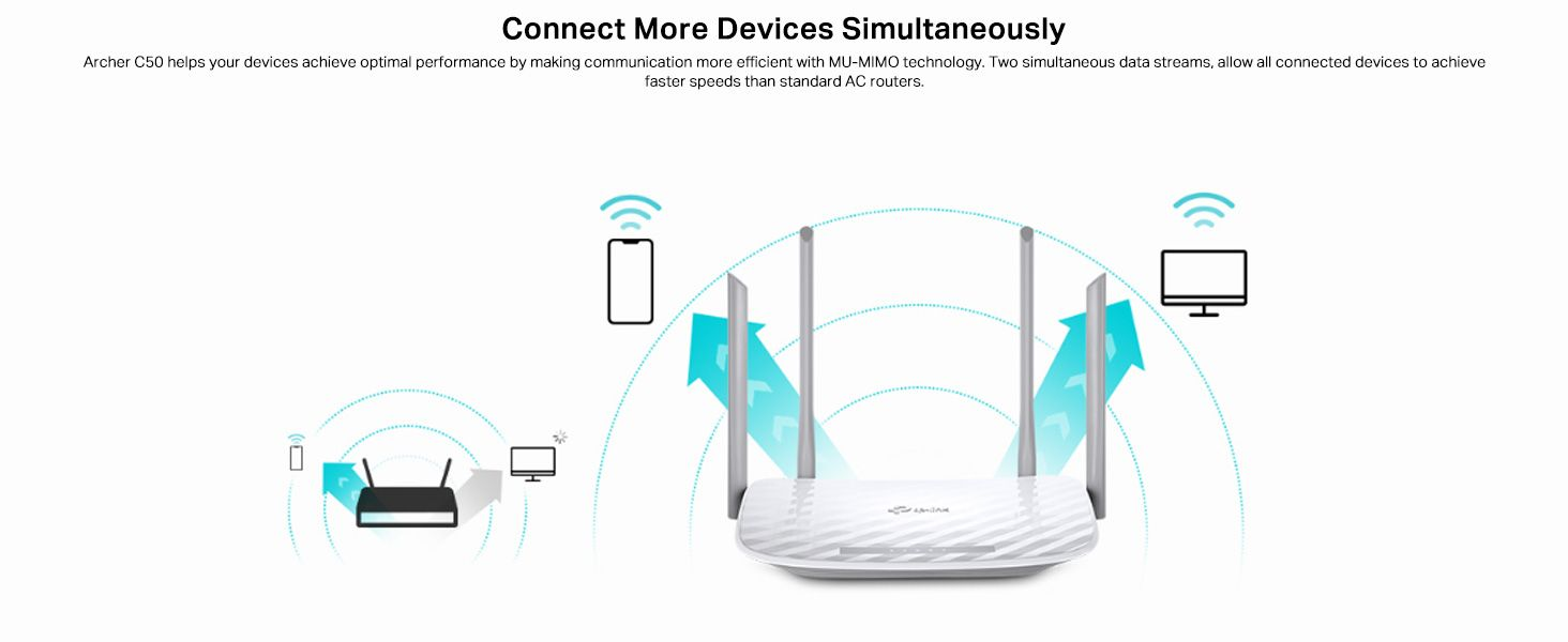 TP-Link Archer C50 AC1200 Wireless Dual Band Router  for sale in Egypt from Games2Egypt
