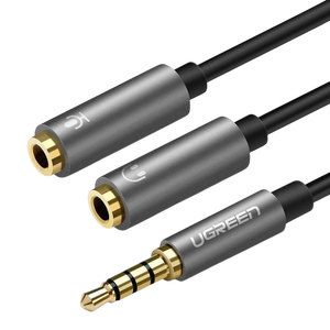 UGREEN AV141 3.5mm Splitter to Mic & Audio Cable Aluminum - Black -  for sale in Egypt from Games2Egypt