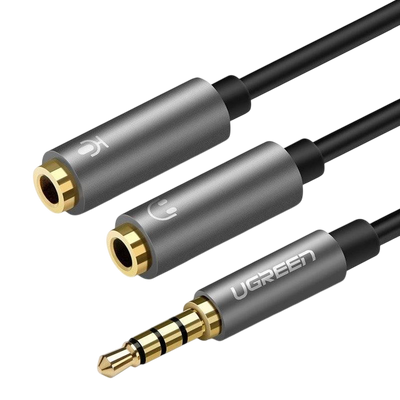 UGREEN AV141 3.5mm Splitter to Mic & Audio Cable Aluminum - Black