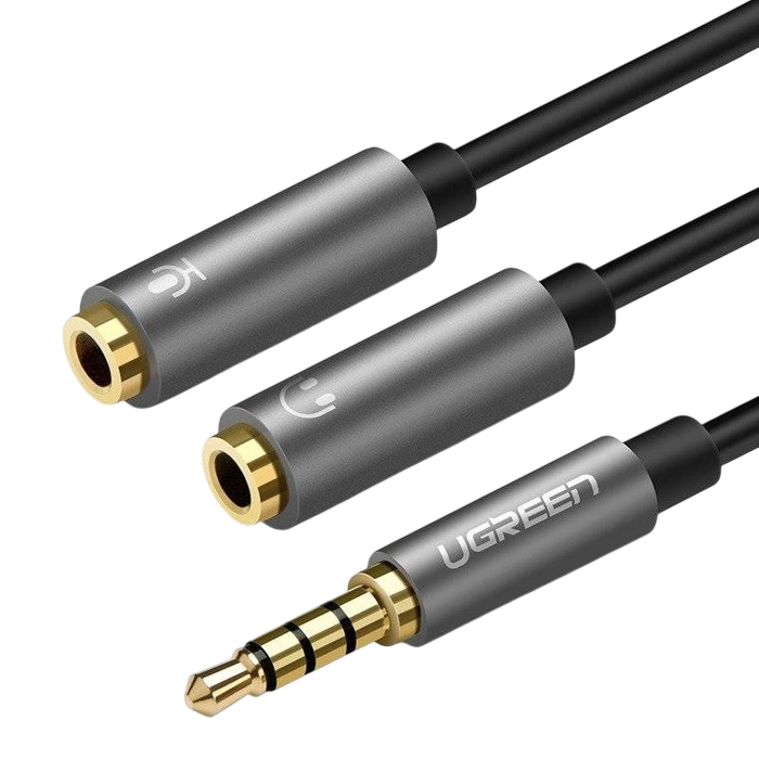 UGREEN AV141 3.5mm Splitter to Mic & Audio Cable Aluminum - Black  for sale in Egypt from Games2Egypt