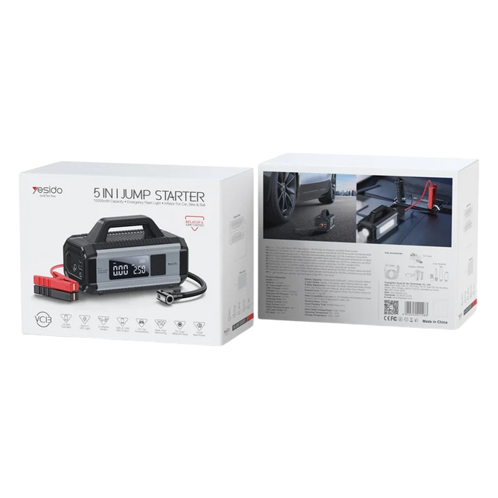 Yesido VC13 5 in 1 Car Jump Starter 150PSI Tire Inflator Pump 10000mAh Power Bank - Open Sealed  for sale in Egypt from Games2Egypt