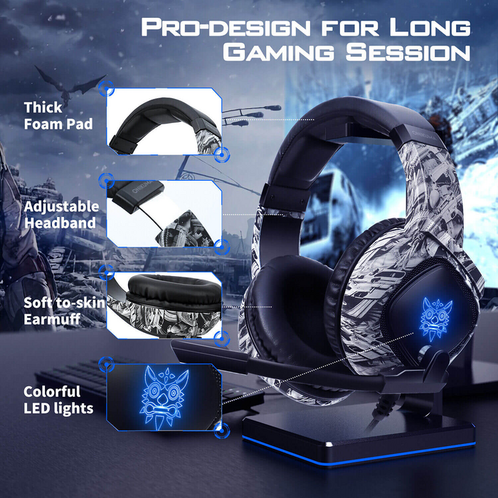 Onikuma K19 RGB Wired Gaming Headset - Grey Camouflage - Open Sealed  for sale in Egypt from Games2Egypt