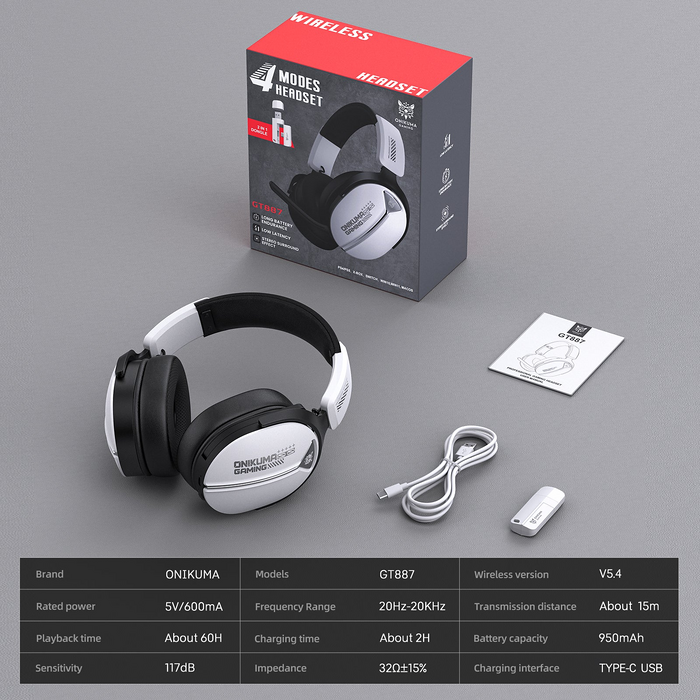 ONIKUMA GT887 Tri-Mode Wireless Gaming Headset - White  for sale in Egypt from Games2Egypt