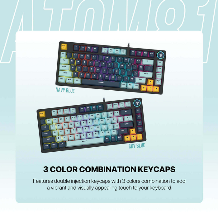 Fantech ATOM81 MK875V2 Wired Mechanical Gaming Keyboard Navy - Blue Switch   for sale in Egypt from Games2Egypt