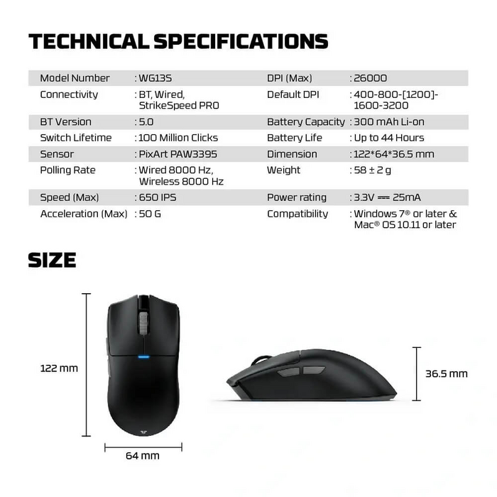 Fantech TANTO S WG13S Wireless Gaming Mouse - Black  for sale in Egypt from Games2Egypt