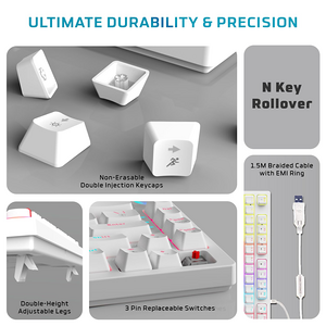 Fantech ATOM81 MK875V2 Wired Mechanical Gaming Keyboard White - Red Switch   for sale in Egypt from Games2Egypt