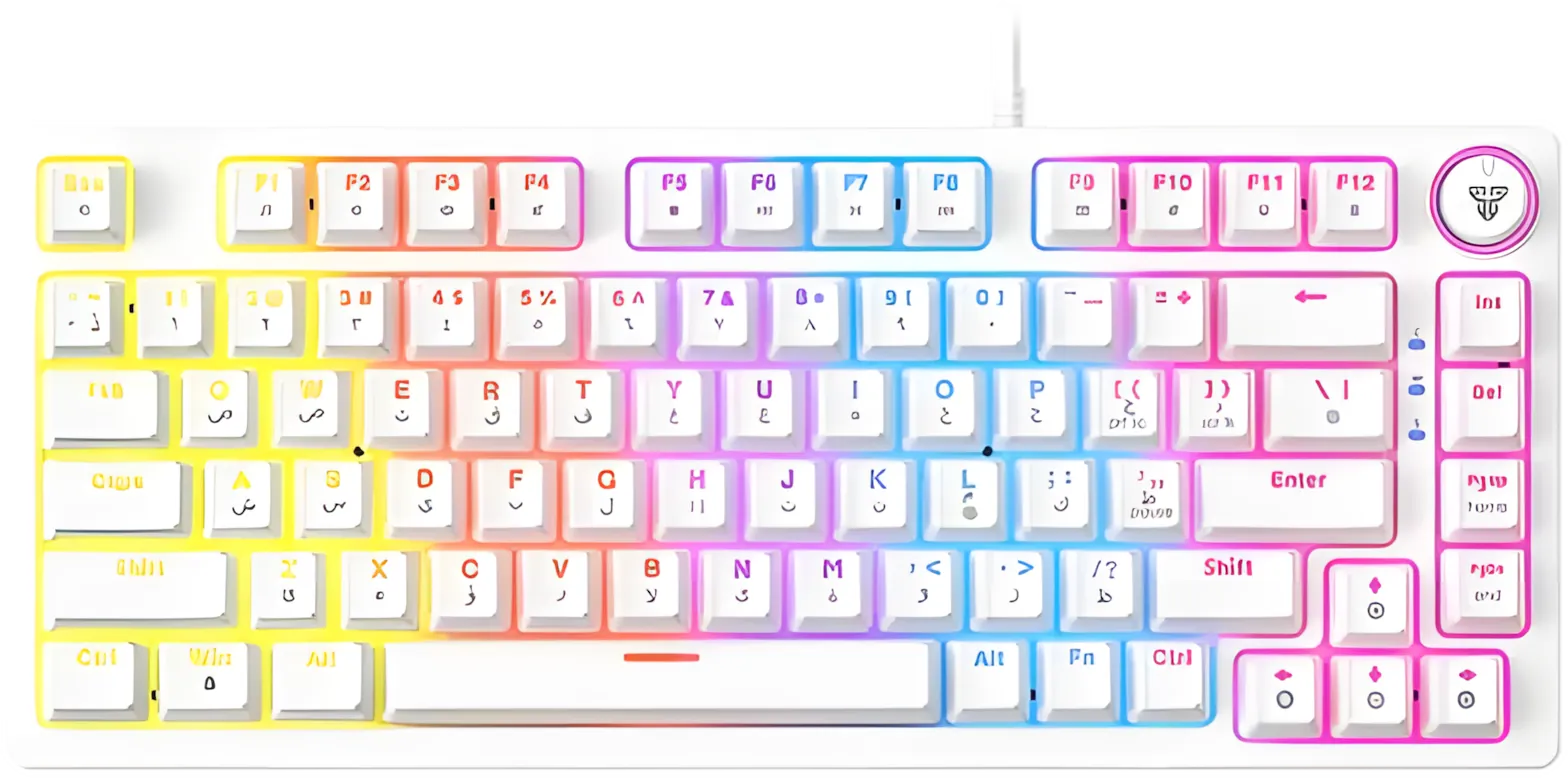 فانتك ATOM81 MK875V2 كيبورد ميكانيكال سلكي – أبيض (سويتش أحمر)