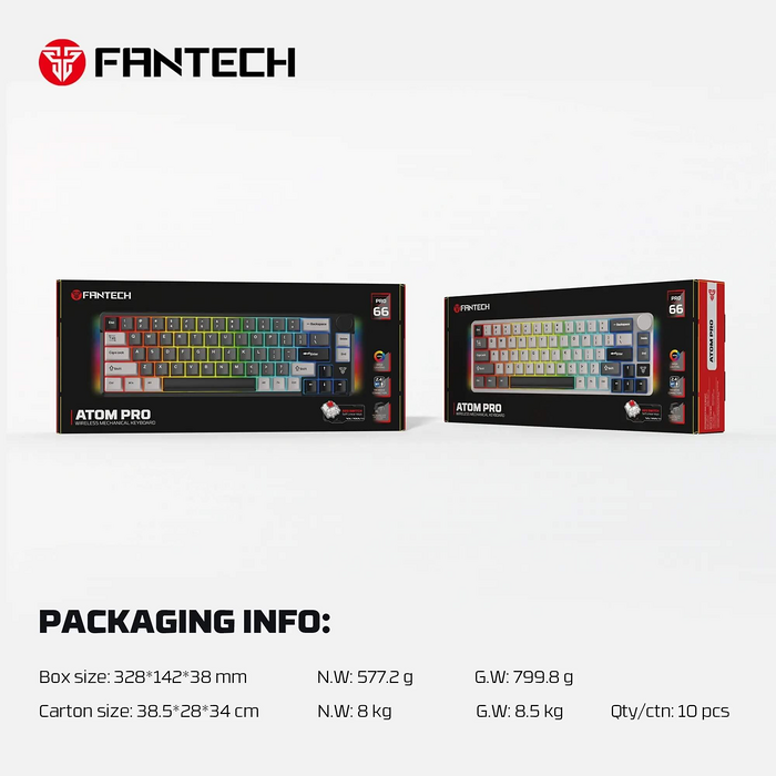 Fantech ATOM PRO-MK919 RGB Wireless Mechanical Gaming Keyboard Blue Switch - Grey  for sale in Egypt from Games2Egypt
