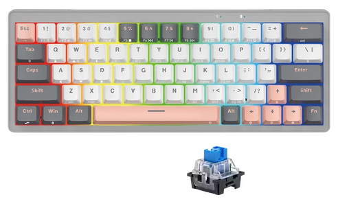Fantech ATOM PRO63 MK912 Saturn 3-Mode Mechanical Gaming Keyboard Blue Switch - Grey  for sale in Egypt from Games2Egypt