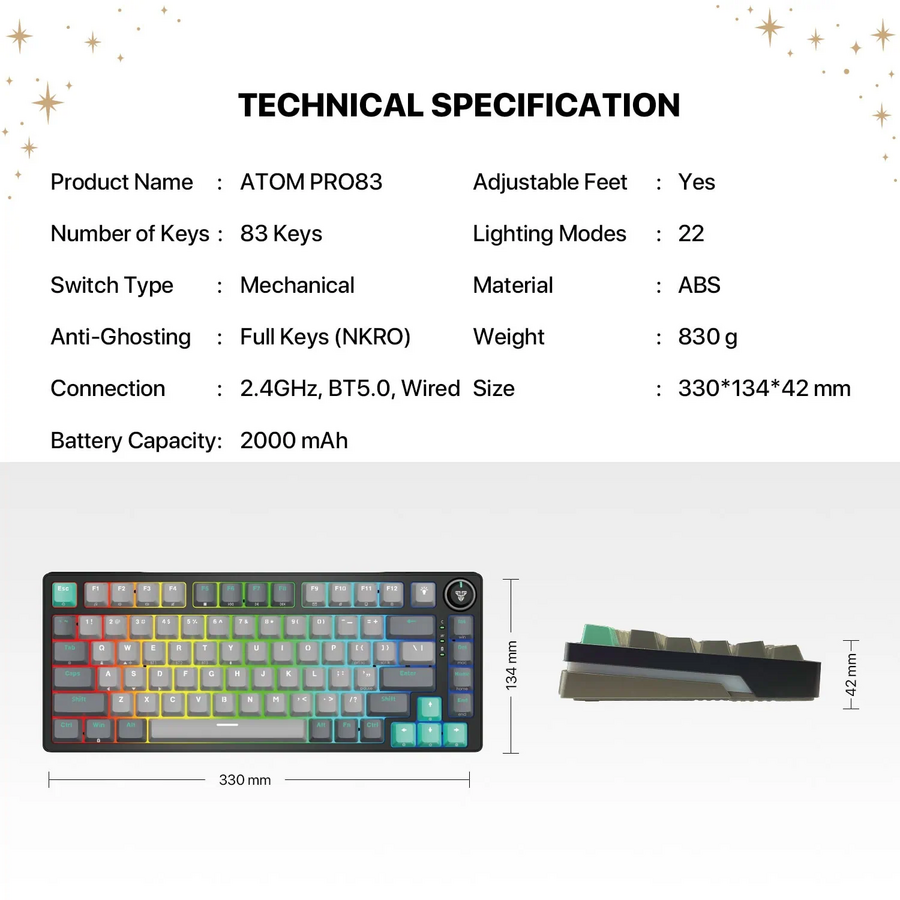 فانتك ATOM PRO83 MK913 ميركوري – أسود (سويتش أحمر) – صورة 3