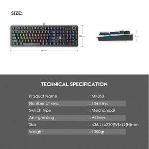 Fantech Maxpower MK853 V2 Wired RGB Mechanical Gaming Keyboard - Blue Switch   for sale in Egypt from Games2Egypt