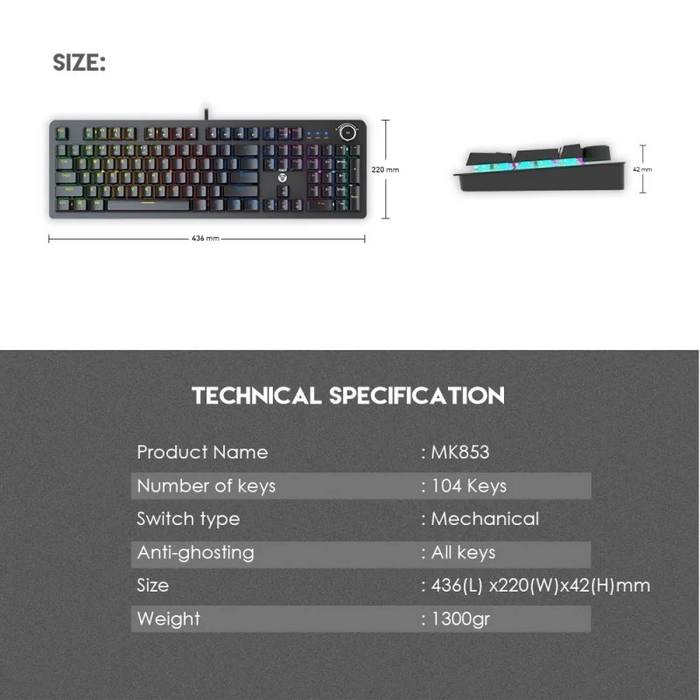 Fantech Maxpower MK853 V2 Wired RGB Mechanical Gaming Keyboard - Blue Switch   for sale in Egypt from Games2Egypt