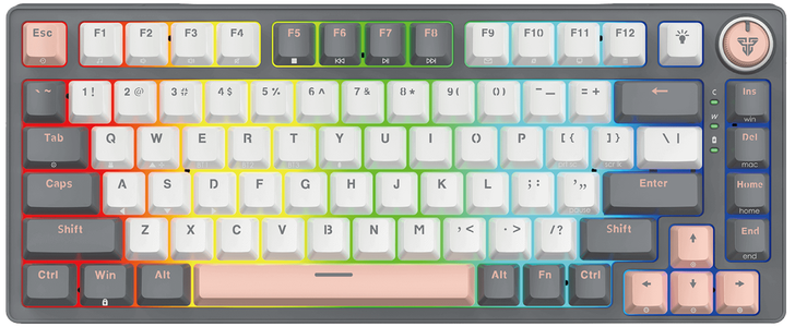 Fantech ATOM PRO83 MK913 Saturn 3-Mode Mechanical Gaming Keyboard Blue Switch - Grey -  for sale in Egypt from Games2Egypt