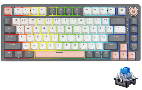 Fantech ATOM PRO83 MK913 Saturn 3-Mode Mechanical Gaming Keyboard Blue Switch - Grey  for sale in Egypt from Games2Egypt