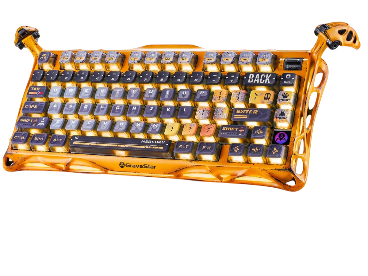 GravaStar Mercury K1 Pro 75% Wireless Mechanical Gaming Keyboard Special Edition - Battle-Worn Yellow