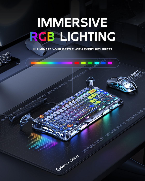 GravaStar Mercury K1 Pro 75% Wireless Mechanical Gaming Keyboard - Interstellar Silver  for sale in Egypt from Games2Egypt