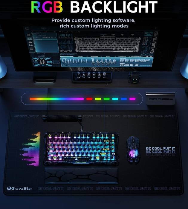 GravaStar Mercury K1 Lite 75% Wireless Mechanical Gaming Keyboard - Transparent Black  for sale in Egypt from Games2Egypt