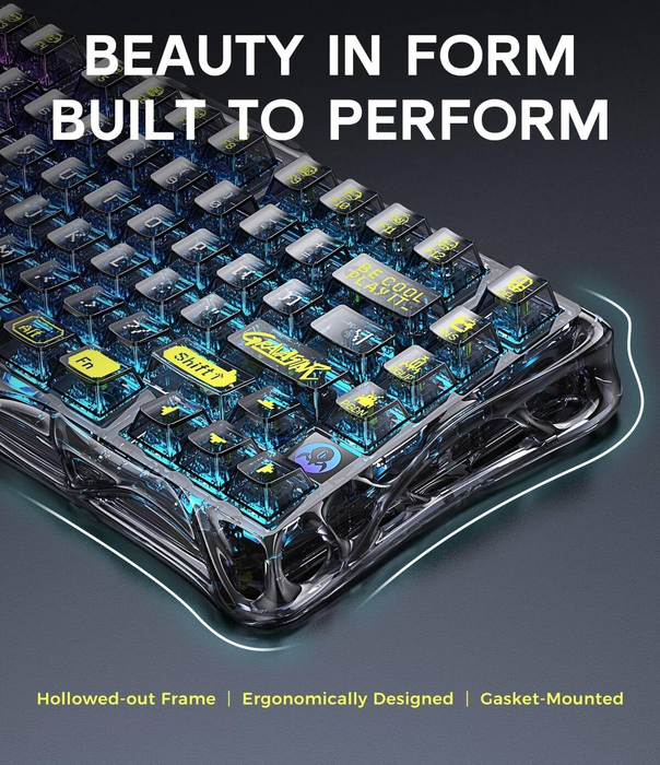 GravaStar Mercury K1 Lite 75% Wireless Mechanical Gaming Keyboard - Transparent Black  for sale in Egypt from Games2Egypt