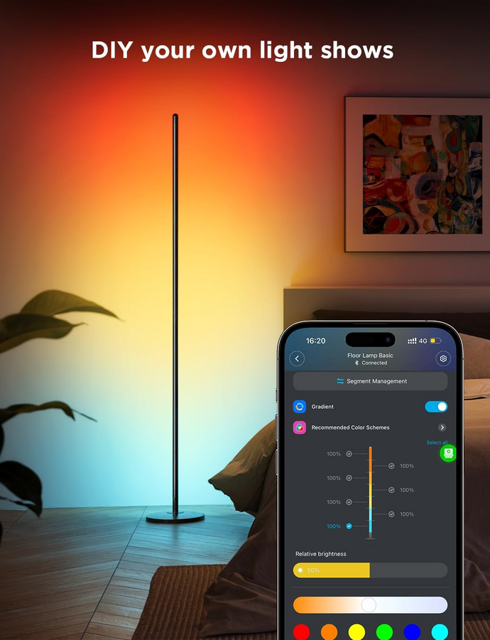 جوفـي H8076B مصباح أرضي ذكي RGBICW – إضاءة محيطية LED – صورة 8