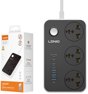 Ldnio SC3604C Universal Power Strip With 3-USB & 3-USB-C Ports - 2M -  for sale in Egypt from Games2Egypt