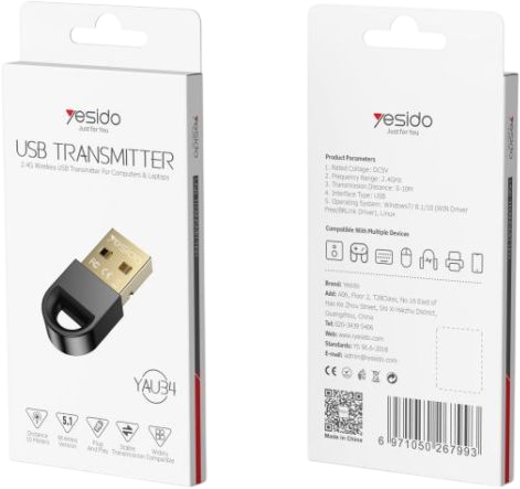 Yesido YAU34 Mini USB Bluetooth Adapter Receiver Wireless 5.1   for sale in Egypt from Games2Egypt