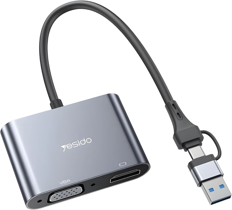 Yesido HM15 USB/TC to HDMI or VGA Laptop Screen Splitter  for sale in Egypt from Games2Egypt