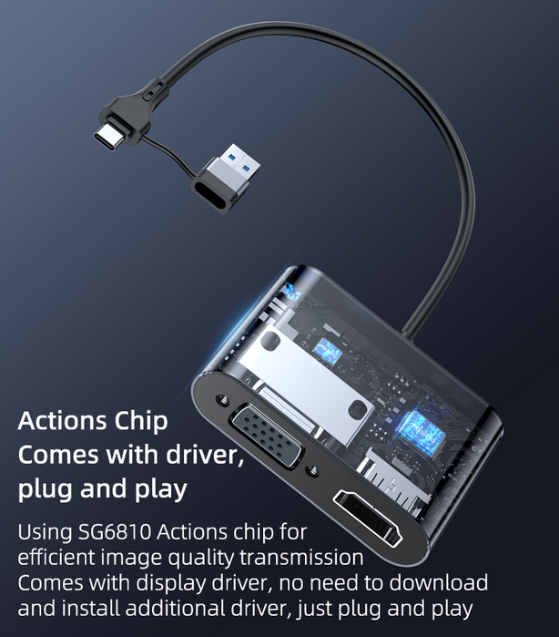 Yesido HM15 USB/TC to HDMI or VGA Laptop Screen Splitter  for sale in Egypt from Games2Egypt