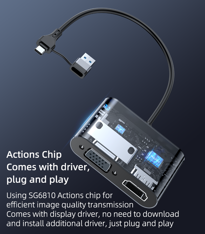 Yesido HM15 USB/TC to HDMI or VGA Laptop Screen Splitter – image 2