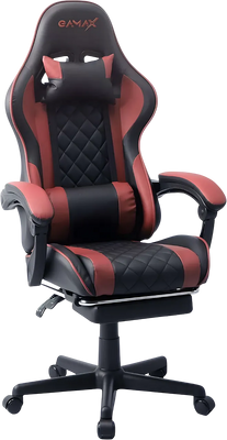 Gamax 1-LT001L Gaming Chair with Armrest & Footrest - Red
