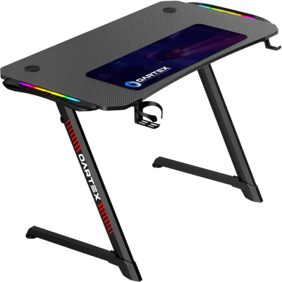 Oartex OX-1160 Carbon Fiber Gaming Table 110x60x75cm With Mousepad & RGB Light - Black