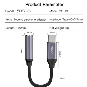 يسيدو YAU19 محول USB-C إلى منفذ سماعات 3.5 مم  للبيع في مصر من خلال Games2Egypt