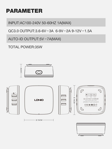 Ldnio A6704 Charger Fast Charging 5-USBA + QC3.0 USB  for sale in Egypt from Games2Egypt