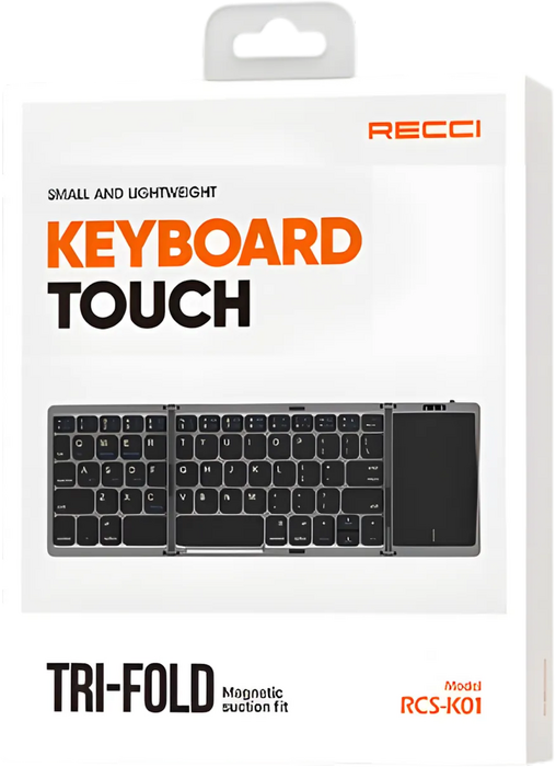 Recci RCS-K01 Triple Folding Touch Bluetooth Keyboard  for sale in Egypt from Games2Egypt