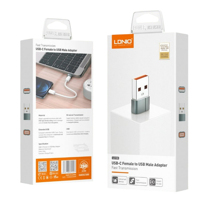 LDNIO LC150 – Portable USB A To Type-C Adapter  for sale in Egypt from Games2Egypt