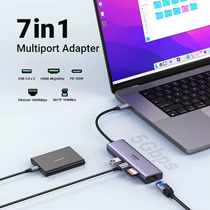 UGREEN 60515 USB-C Hub 7-in-1 Adapter - Ethernet & HDMI 4K@60Hz & PD-100W  for sale in Egypt from Games2Egypt