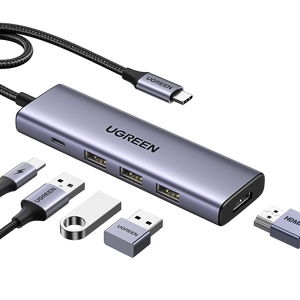 يوجرين CM478 هاب يو إس بي-سي 5×1 (3×USB-A + إتش دي إم آي + بي دي)