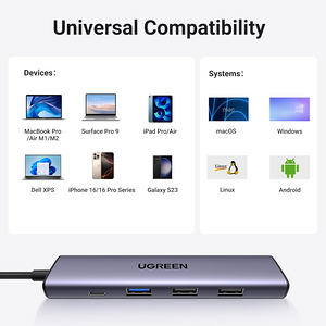 UGREEN CM478 5-in-1 USB-C To 3-USB + HDMI+ PD Power  for sale in Egypt from Games2Egypt